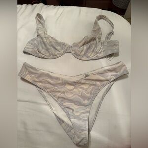 Marbled Two-Piece Bikini bottoms in Light Neutrals